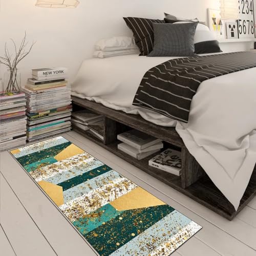Alfombra de pasillo verde de 90x200 cm lavable y moderna para cocina 3