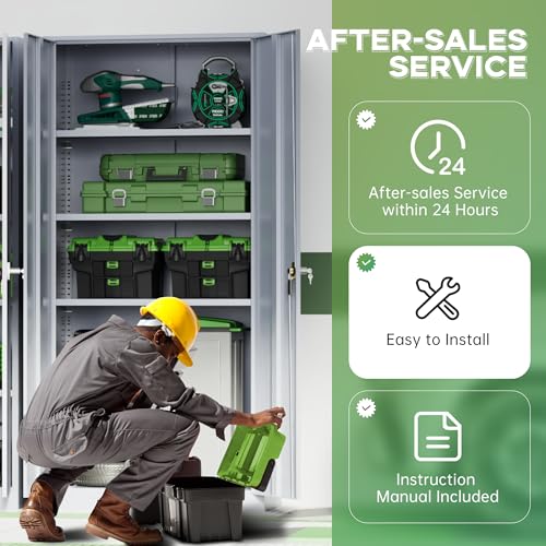 Image of INTERGREAT Metal Storage Cabinet,72 inch Steel Lockable File Cabinet with Locking Doors and Adjustable Shelves,Locking Tool Cabinets for Office,Home,Garage,Gym,School (Cement Grey)