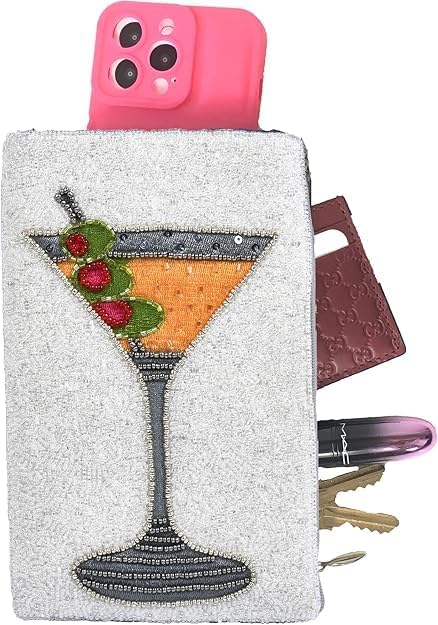 Bamboo Trading Company Cocktails Anyone Club Bag Beaded Phone Crossbody - Image 3
