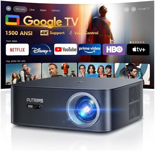 PUTRIMS K12 - Smart Proyector 4K con Google TV y Auto Focus