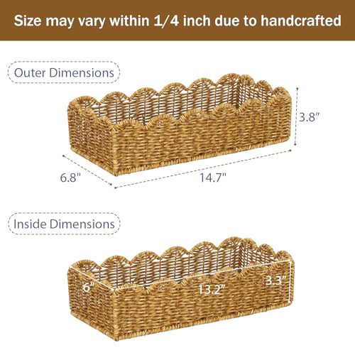 Image of Toilet Paper Storage Organizer Basket, Scalloped Decorative Baskets for Over Toilet Shelves,Water Resistant & Easy Clean Handmade for Tank Top & Counter