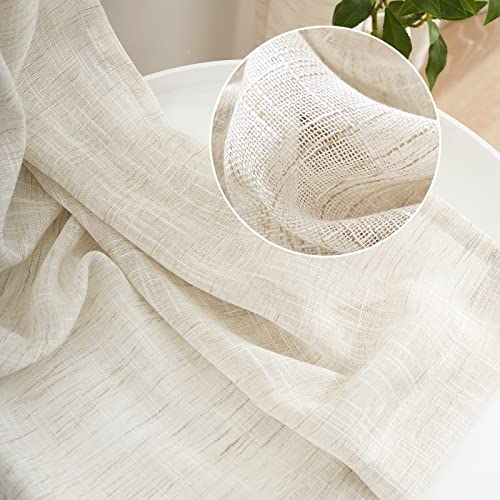 Image of Linen Sheer Curtains 45inch Natural Room Hanging Curtain Cloth