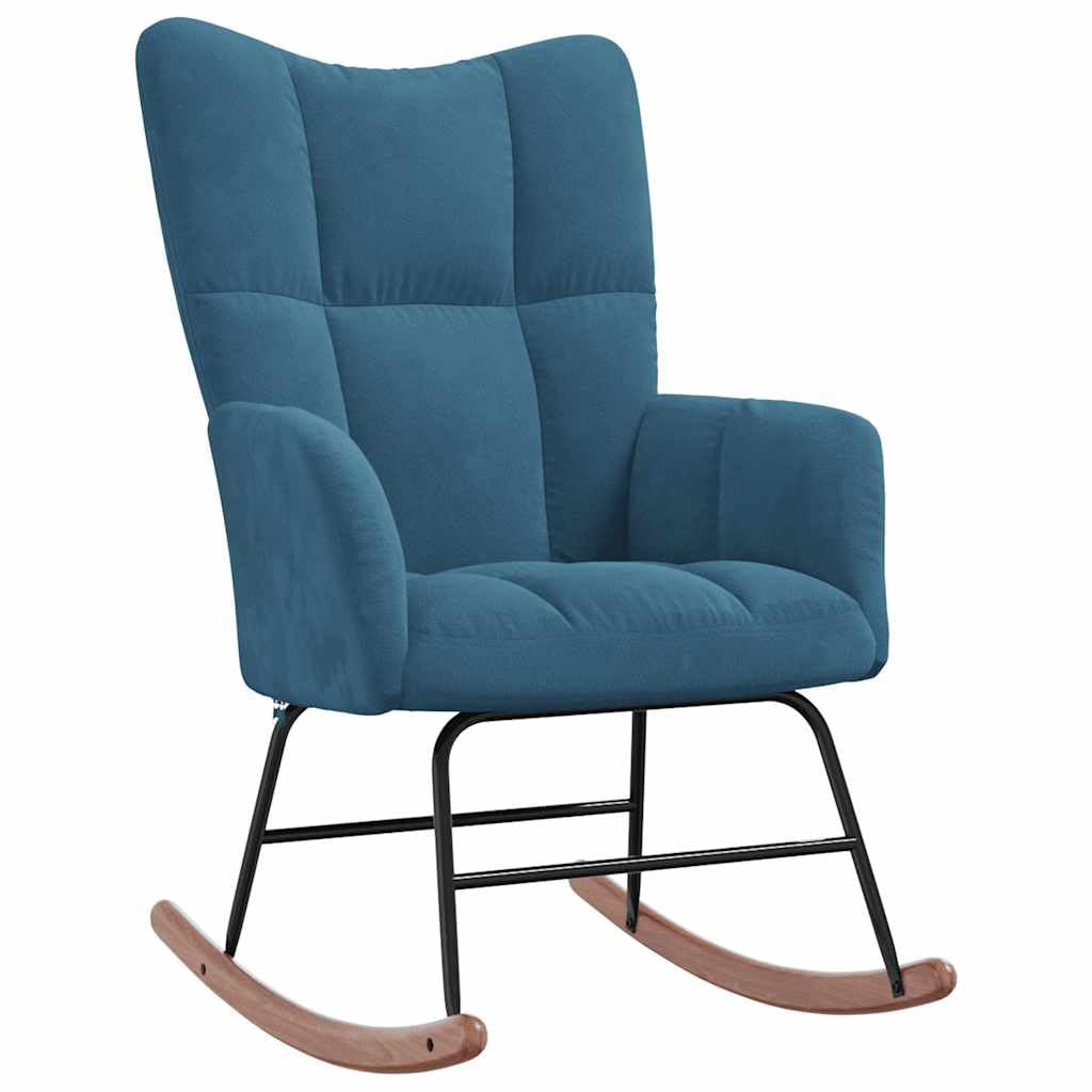 vidaXL Schaukelstuhl Relaxstuhl Schaukelsessel Schwingsessel Ruhesessel Relaxsessel Schwingstuhl Polsterstuhl Polstersessel Sessel Blau Samt