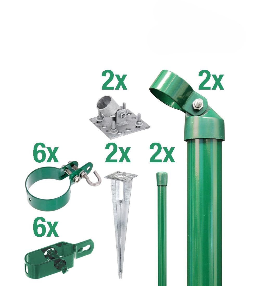 Alberts 601607 Zauneck-Set für Maschendrahtzaun | zinkphosphatiert | mit Bodenhüsle zum Einschlagen | Zaunhöhe 1500 mm