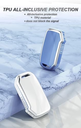 Miniatura 3 de ontto Key Fob Holder Fit for Kia 3-Button TPU Key Jacket for Telluride Forte NIRO Ceed Grey-Blue