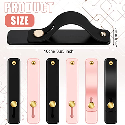 Image of Weewooday 6 Pieces Phone Grip Holder Cell Phone Grip Strap Telescopic Finger Strap Stand Universal Finger Kickstand for Most Smartphones(Black, Pink,Classic)