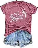 Believe Shirt Women Cute Fairy Graphic Tshirt Girl Trip Tee Funny Vacation Shirt Causal Short Sleeve