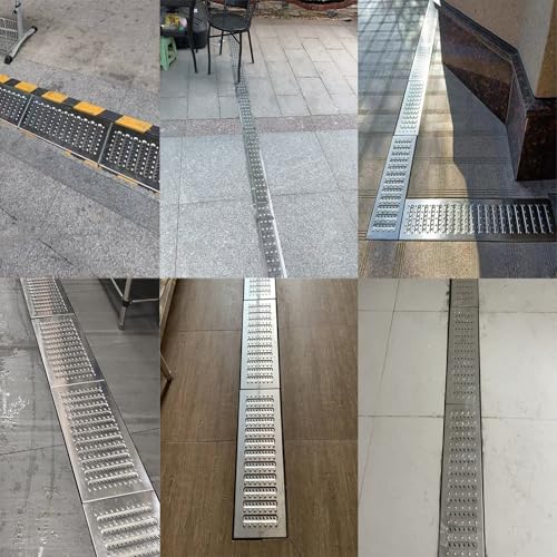 Grille de caniveau évacuation eau extérieur intérieur inox 58 x 30 cm