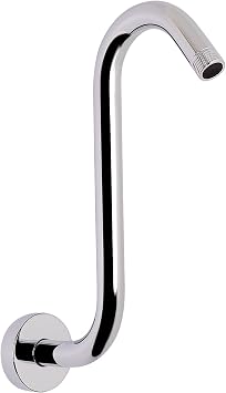 S Shaped Shower Arm, High Rise Shower Head Extension Pipe Standard 1/2" Connection with Flange, Awesome Shower Experience-Stainless Steel Bathroom Accessory10 Inch S Shape, Chrome Finish