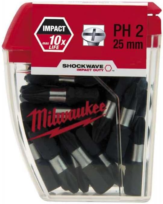 MILWAUKEE SHOCKWAVE 25 X PH2 25MM SCREWDRIVER BITS 4932430853