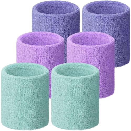 Image of Willbond Wrist Sweatbands, Sports Sweatbands for Competition, Sweat Absorbent, for Basketball, Tennis, Football, Running and Work (Pack of 6)