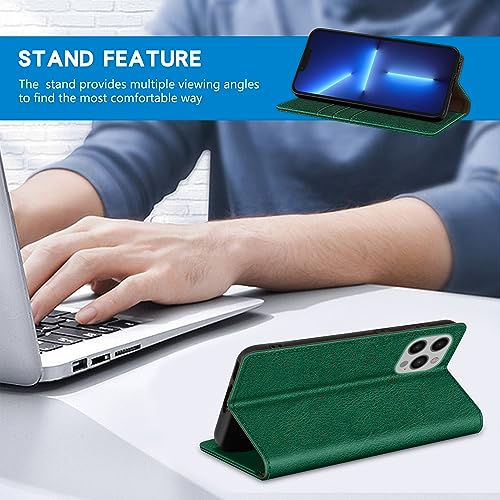 Image of ZZXX for iPhone 13 Pro Wallet Case Strong Magnetic 6.1 inch,Green