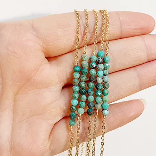 Image of Womens Dainty Gold Chain Bracelet,Simple Layered Chain Bracelets,Beaded Turquoise Bracelet,Charm Crystal Bar,Heart,Karma,Triangle,Pearl Bracelets for Women