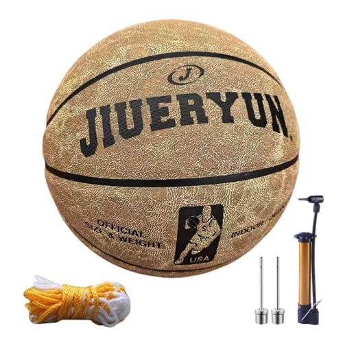 JIUERYUN Genuine Leather Basketball - Non-Slip, Wear-Resistant Size 7 (29.5'') for Indoor & Outdoor...
