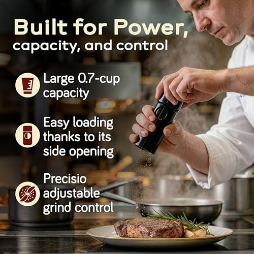 Image of MAGNUM Pepper Mill, Unicorn by TRE SPADE,Premium Manual Pepper Grinder with Steel Burrs, Side-Loading Refill, Adjustable Coarseness, High-Capacity Output, ABS Plastic, 6 Inch Small Size, Made in Italy