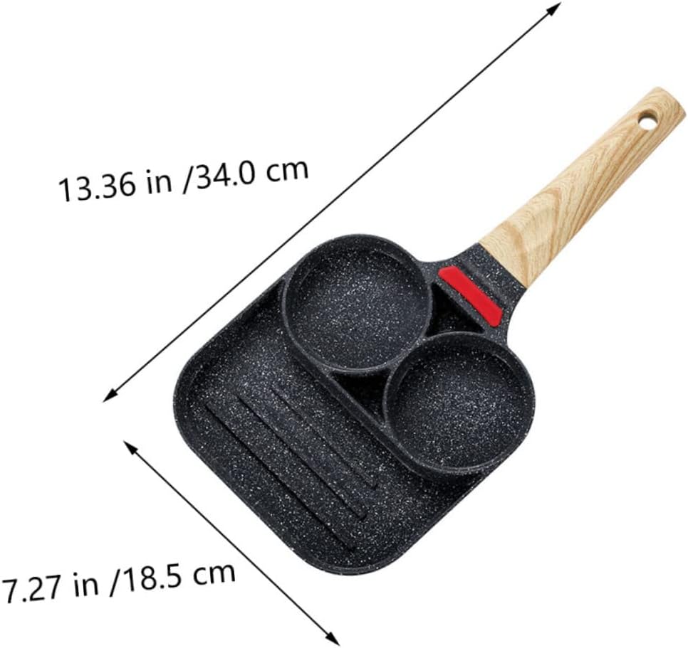 Non Stick Compartment Egg Frying Versatile Breakfast Skillet for Eggs Pancakes Bacon Heat Resistant Handle Easy to Clean Omelette Cooking Tool for Home Cooking