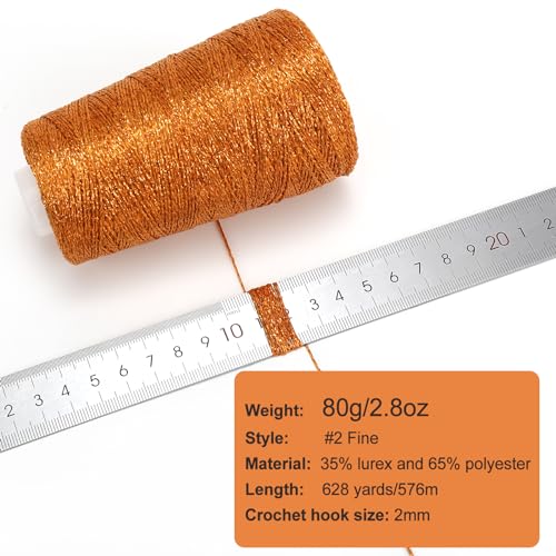 Image of Metallic Crochet Thread, 80g Lurex Yarn for Charms(Orange)