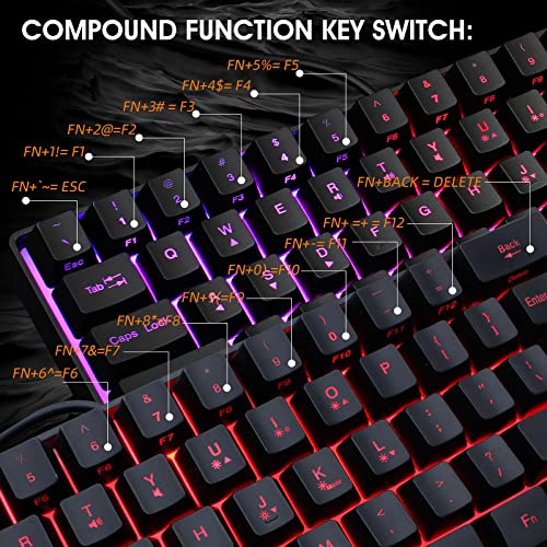 Mini clavier filaire de jeu RVB rétroéclairé avec souris USB compacte