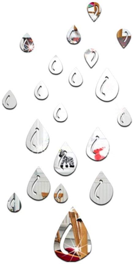 3D Wall Stickers NYKKOLA Water Drop Raindrop Modern Stylish Fashion Art Design Removable DIY Acrylic 3D Mirror Wall Decal Wall Sticker for Bathroom Sitting Room Home