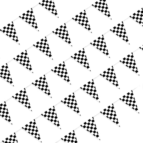 Image of Piokio 60 Pcs Double Sided Plastic Checkered Flag Banner, Racing Birthday Decorations, for Nascar Cars Party Supplies