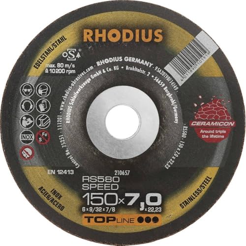 Rhodius 210657 Disque à ébarber Diamètre 150 mm Ø de perçage 22.23 mm acier inoxydable, acier, Fonte 1 pc(s)