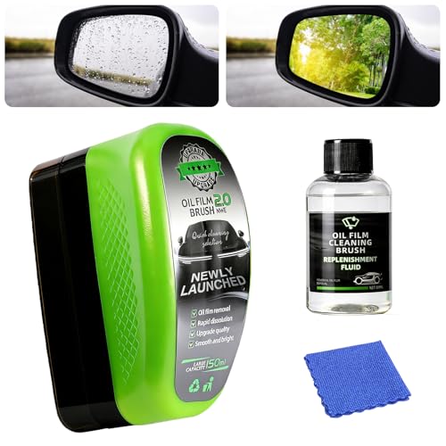 Kaiyunsheng Clear Vision Glass Cleaner -Oil Free Car Glass Brushes Upgrade 2.0 Cleaner Automotive Oil Film Cleaning Brush for Car Windows Clearvision Cars Windshield Cleaner Tool (1Set)
