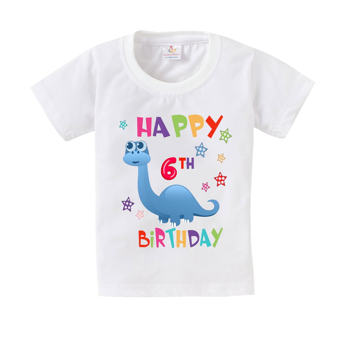 baby wishBirthday Milestone Dress for Boy’s and Girl’s Birthday Tshirt for Kids Happy Birthday T-Shirts Half Sleeve Celebration Birthday boy Girl T-Shirt Happy 6th Birthday Dino-Stars