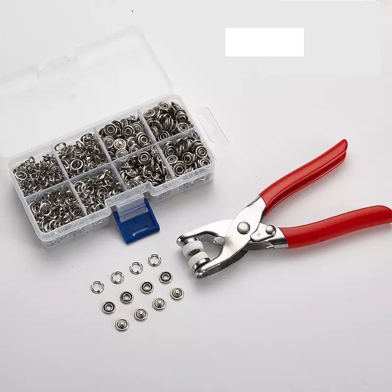 ZIKWOR 100pc Silver Button Thickened Snap Fasteners Kit | Button Snap Fasteners Kit | Sewing Buttons Set for Clothing | Snap Button Plier Heavy Duty | Fancy Buttons for Clothes