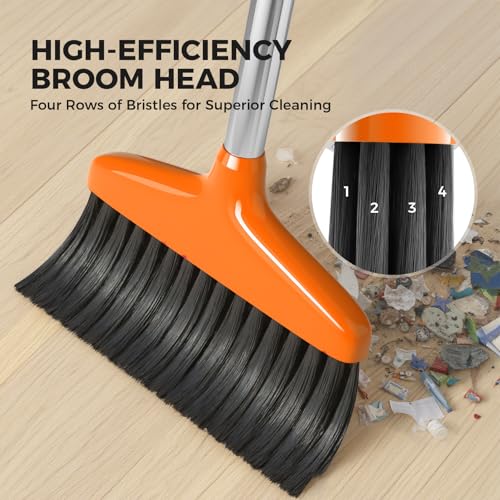 Image of Handy Broom, Indoor /Outdoor Brooms, Duty Kitchen Broom, for Home Garage Kitchen Office Courtyard Lobby Patio Lawn Concrete (1, Orange)