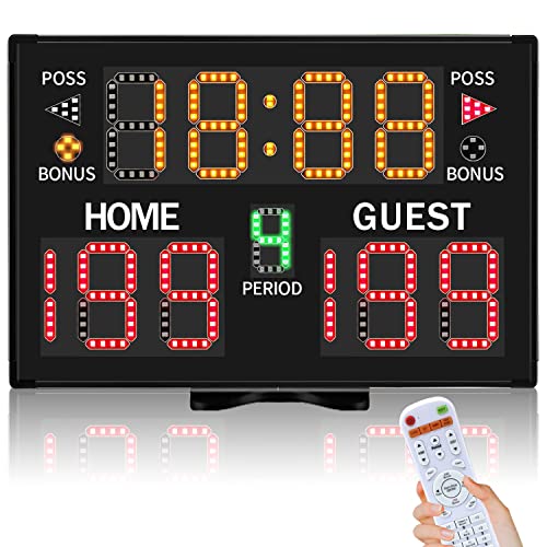 Yz Battery Powered Electronic Basketball Scoreboard With Buzzer, Portable Tabletop Digital Scoreboard With Remote, Wall-Mounted Professional Score Clock Score Keeper For Multisports Indoor Outdoor #TOP17
