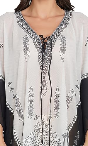 Image of RAVI RAJORIA Georgette Digital Printed Beach Wear Kaftan Blue Free Size R800 | Multi Color 2
