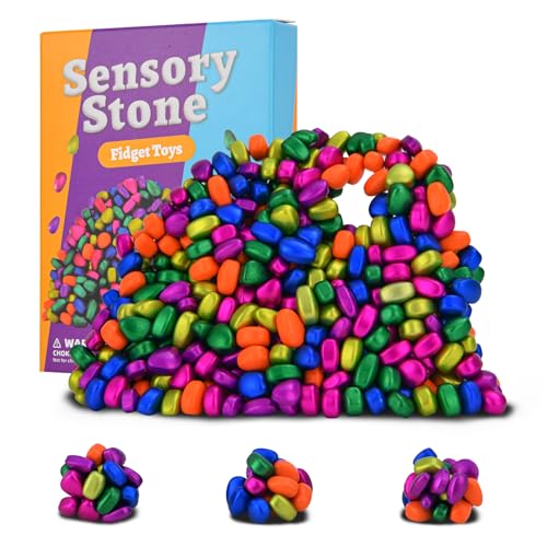 550pcs Fidget Toys Adults,Stress Relief Sensory Toys for Autism ADHD Anxiety,Smooth Ferrite Stones Desk Fidgets Toys,Fidget Toys Gifts(6colors)