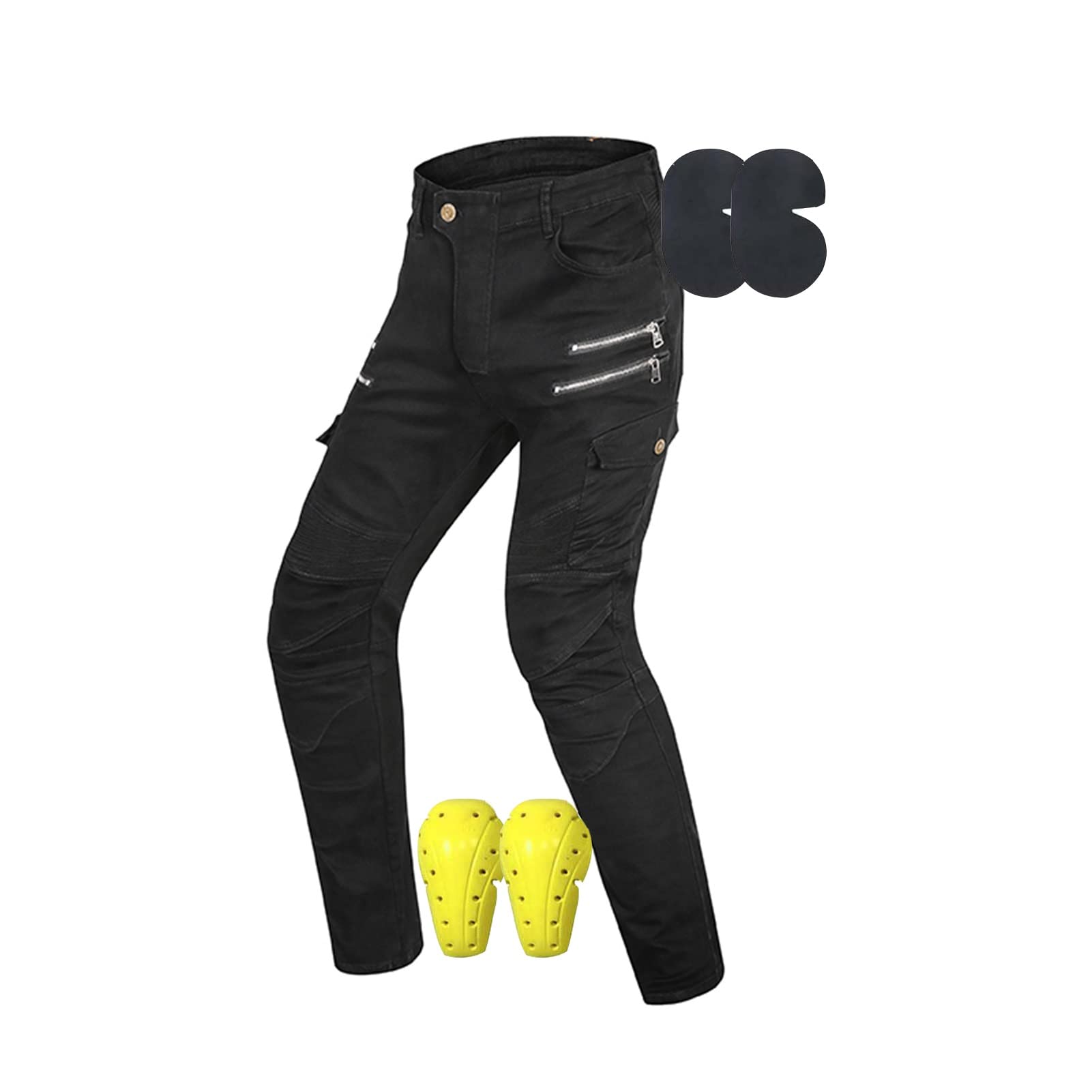 UVITAS Motorcycle Pants Mens With Armor Motocross Cycling Jeans 4 Armors Stretch Fabric, Straight-fit Protective Pants (Color : Black, Size : XXX-Large)