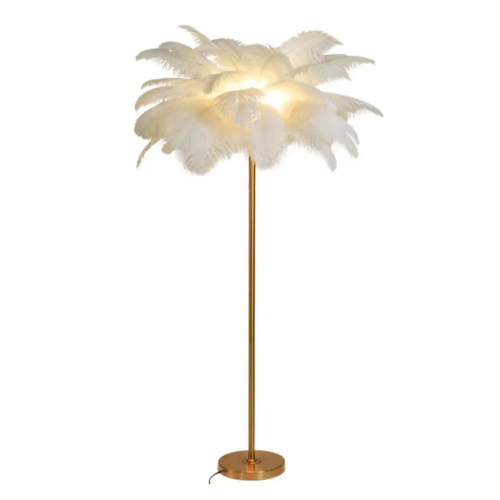 SMTYXS Nordic Ostrich Feather Floor Lamp Living Room Atmosphere Net Red Stand Light for Lighting Vintage Elegant Luxurious(White Floor lamp)