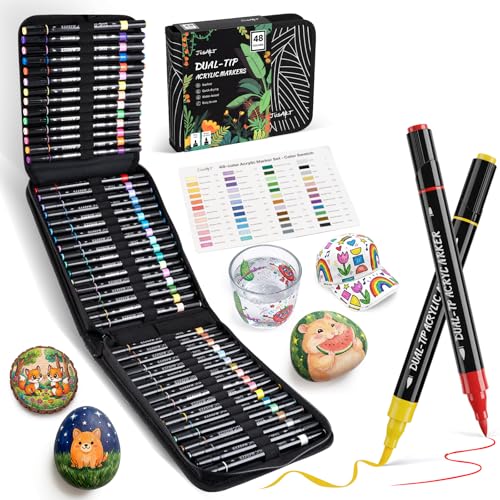 Amazon | JusArt アクリルマーカーペン 48色セット ペイントマーカー