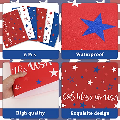 Patriotic Freedom Stars Placemats Set Of 6 4Th Of July Memorial Day Plastic Table Mats Independence Day Place Mats Summer Seasonal Holiday Table Placemats For Indoor Outdoor Party Dining Table #TOP2