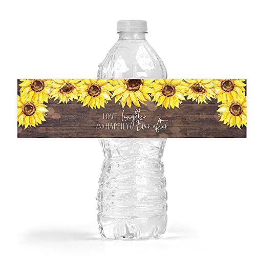 Your Main Event Prints Sunflower Wedding Bridal Shower Bottle Wraps 25 Rustic Sunflower Water Bottle Labels Decoration Favors
