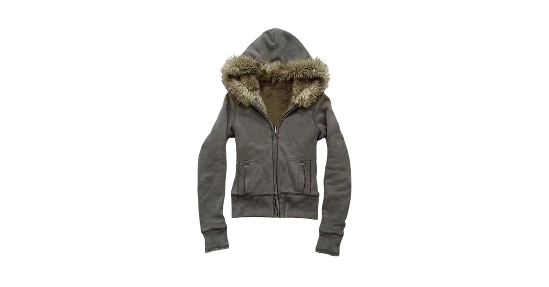 Amazon.com: Y2k Jacket with Fur Hood Emo Hoodie Jackets, Fur