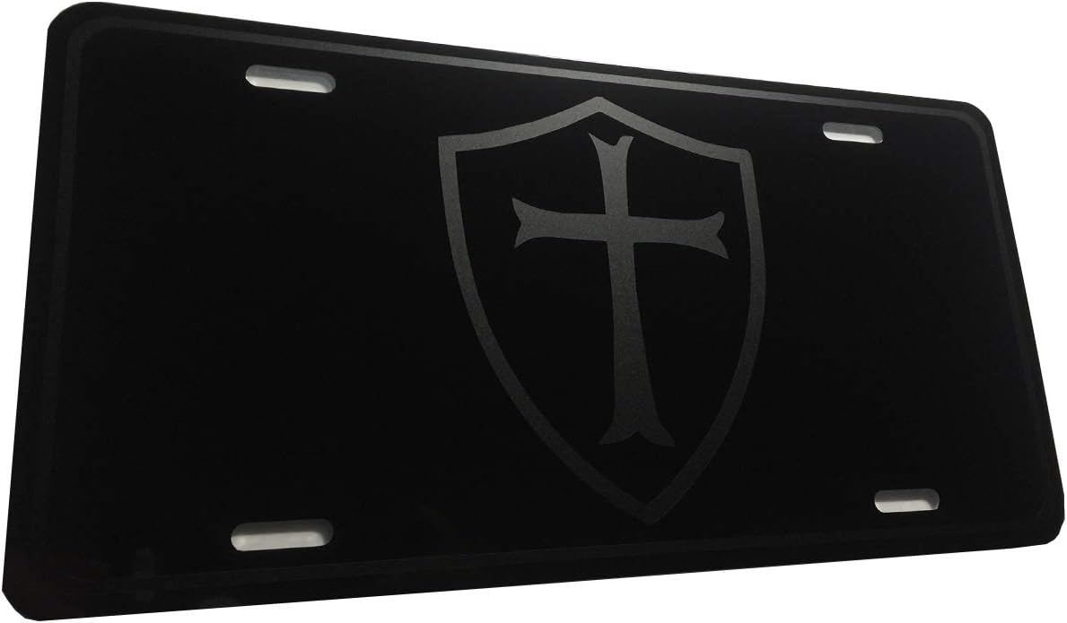 Knight Templar Crusader Christian, Religious, Cross Heavy Duty Aluminum License Plate Matte Blk Tactical S1