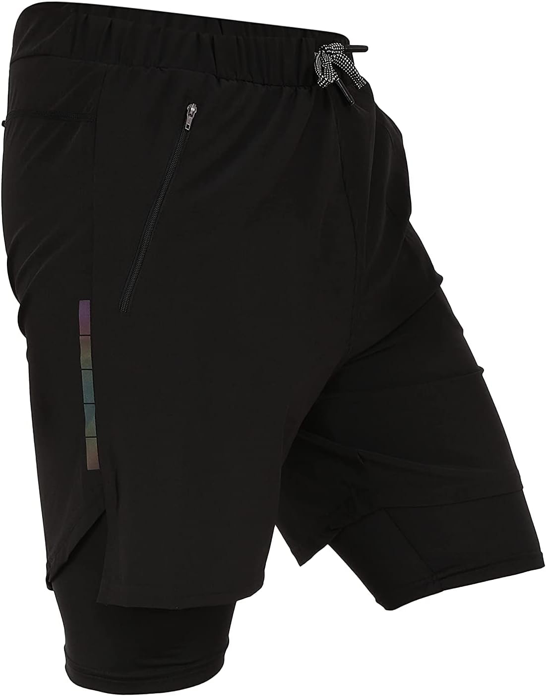 Mens 2 in 1 Running Shorts Quick Dry Gym Athletic Workout Clothes with Side Pockets