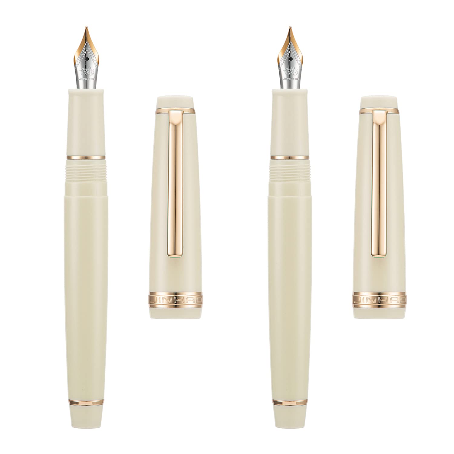 2 PCS Jinhao 82 Resin Fountain Pen Iridium Extra Fine & Fine Nib with Converter, Lvory with Golden Clip Writing Pen Set — image 1