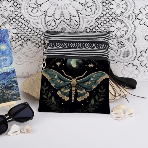 Night Sky Moth Crossbody Bag Moon Moth Adjustable Shoulder Strap Messenger Bag Birthday Gift for Friend Insect Lover Christmas​​ Gift for Her3
