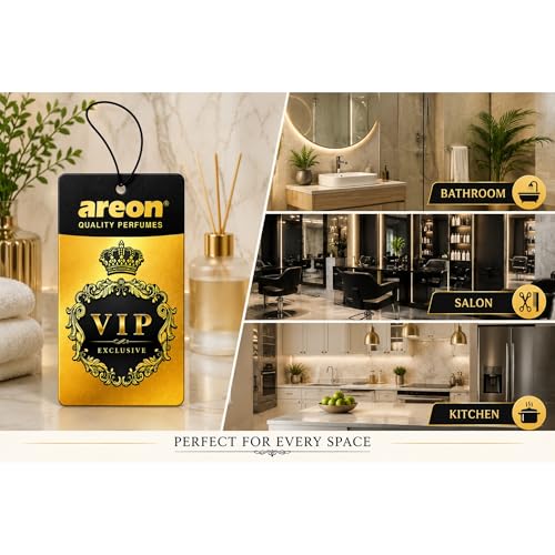 Image of AREON VIP Hanging Car Air Freshener Pack of 3 - Premium Car Perfume with Natural Fragrances, Stylish Hanging Cards Long Lasting Auto Air Freshener for Car, Home, Office & Vehicle Interior - BLACK KING
