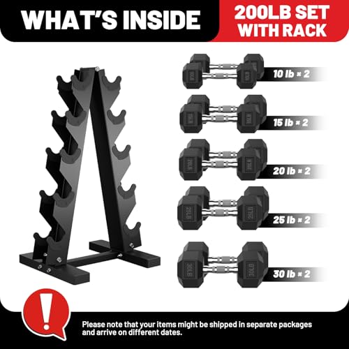 Image of PAPABABE Hex Dumbbell Sets with Rack, 100-600lb Rubber Coated Dumbbell Weight Set and Storage Rack, Multiple Options Hand Weights for Strength Training