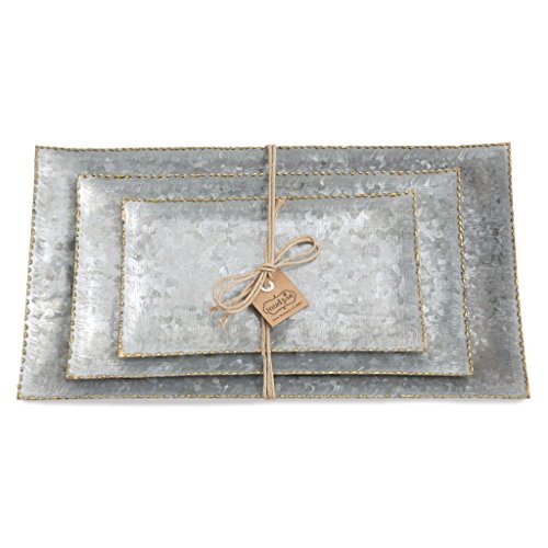 Mud Pie Set of 3 Stacked Galvanized Tin Trays