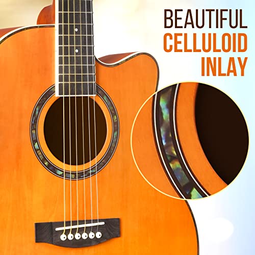 Pyle Acoustic Guitar Kit, 3/4 Junior Size Steel String Instrument For Beginner Kids, Adults, 36” Matte Orange #TOP7