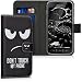 Produktbild kwmobile Wallet Case kompatibel mit Samsung Galaxy Xcover 4 / 4S Hülle - Cover mit Ständer und Kartenfächern - Don't Touch my Phone Weiß Schwarz