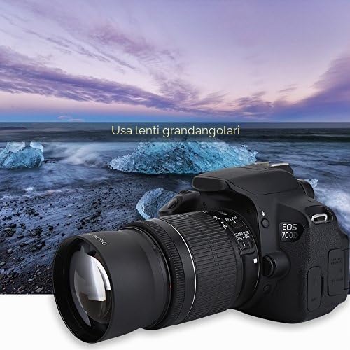 Obiettivo grandangolare 0,45 X universale, macro e nullo per fotocamere reflex e digitali (nero), adatto per lenti filettate da 52 mm
