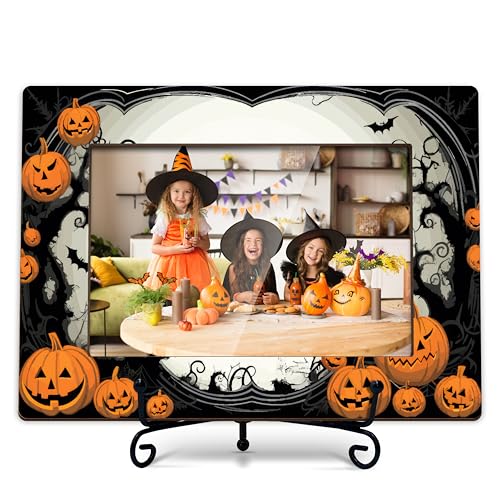 TIRYWT Halloween 4x6 Photo Frame With A Stand Wooden Photo Frame For Boy Girls Adult Happy Halloween Home Decoration Memorable Halloween Gifts-F14