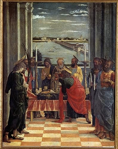 Pintura en lienzo de La Muerte de la Virgen de Mantegna, mural decorativo de 60x90cm de alta nitidez
